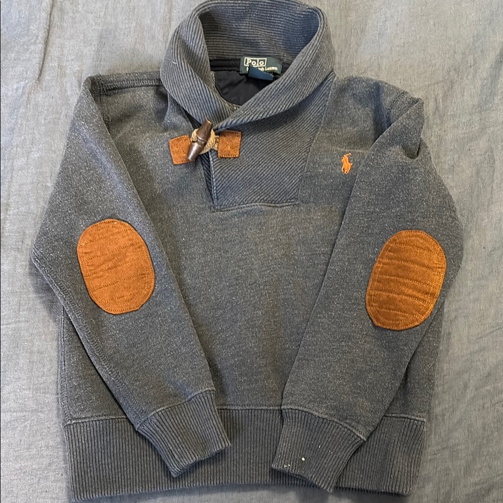 5T Polo by Ralph Lauren Navy Sweater with Brown Patches